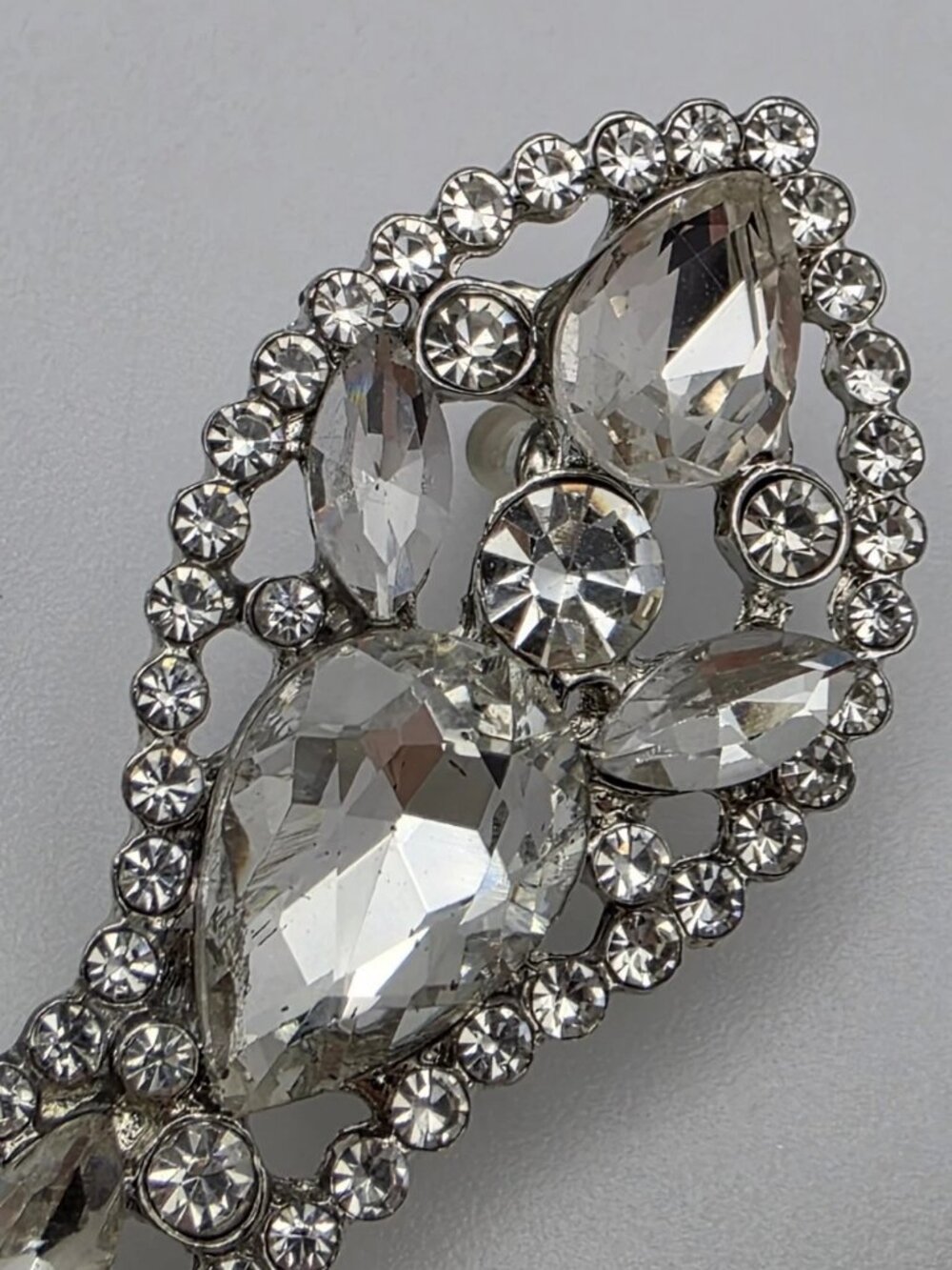 Clear Crystal Snake Drop Earrings Silver Tone 4 In Rhinestone Statement Serpent - Picture 7 of 10